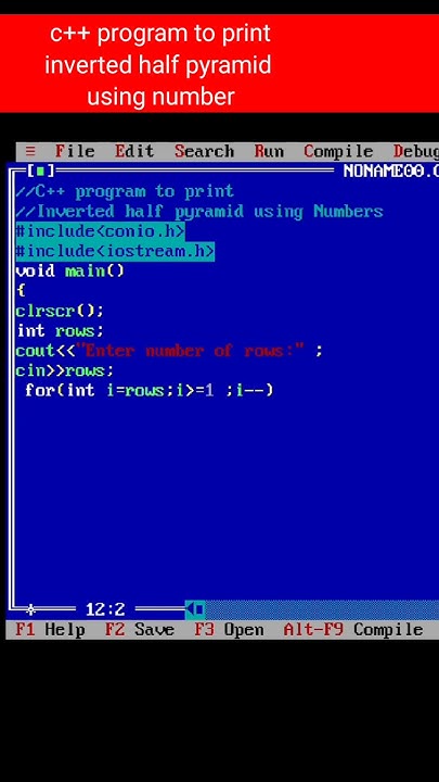 C++ program to print inverted half pyramid using number. # ...