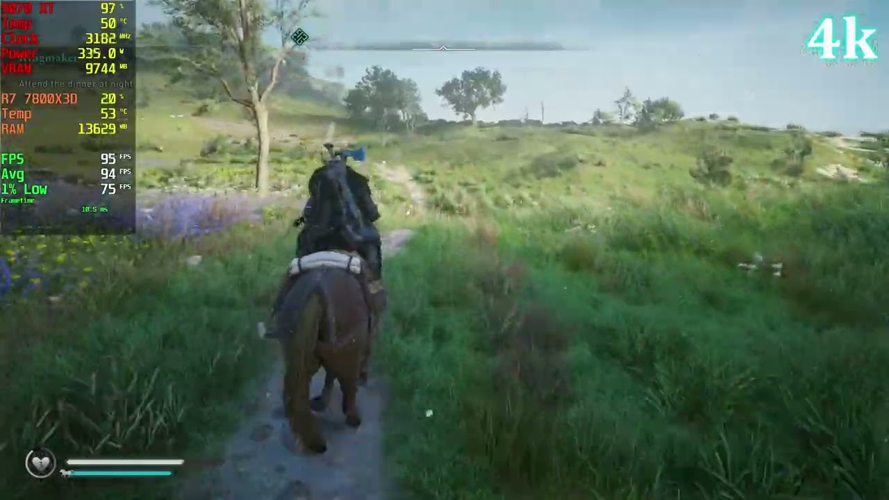 RX 9070 XT, 7800X3D, Assassin's Creed Valhalla Max settings, Native 1080p, 1440p, 4k, 8k,  Benchmark