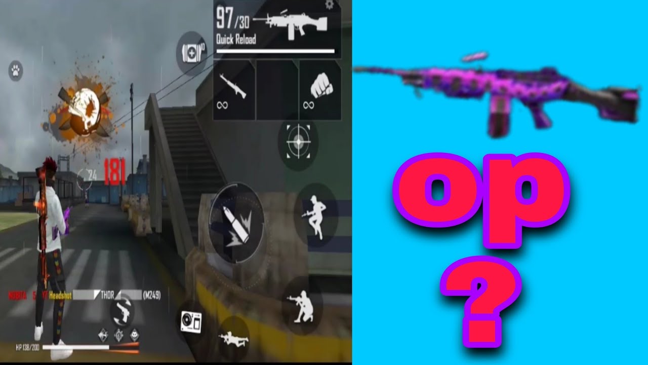 #M249skin in free fire in this skin op? game play head shot - YouTube