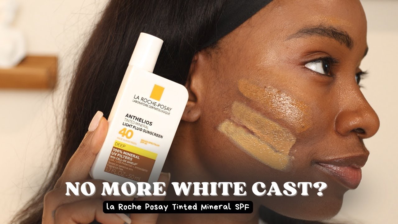 Chemist tests ALL 3 NEW La Roche-Posay Anthelios Mineral Tinted Fluid Face Sunscreen on Dark Skin!