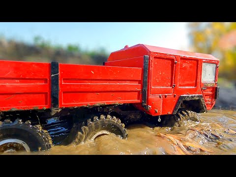 RC TRUCKS Stuck in MUD  Rescue WINCH and Deep River Crossing Kamaz 8x8 and MAN KAT 6x6