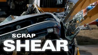 giant scrap shears cutting car into pieces || Machines and Industry || Recycling