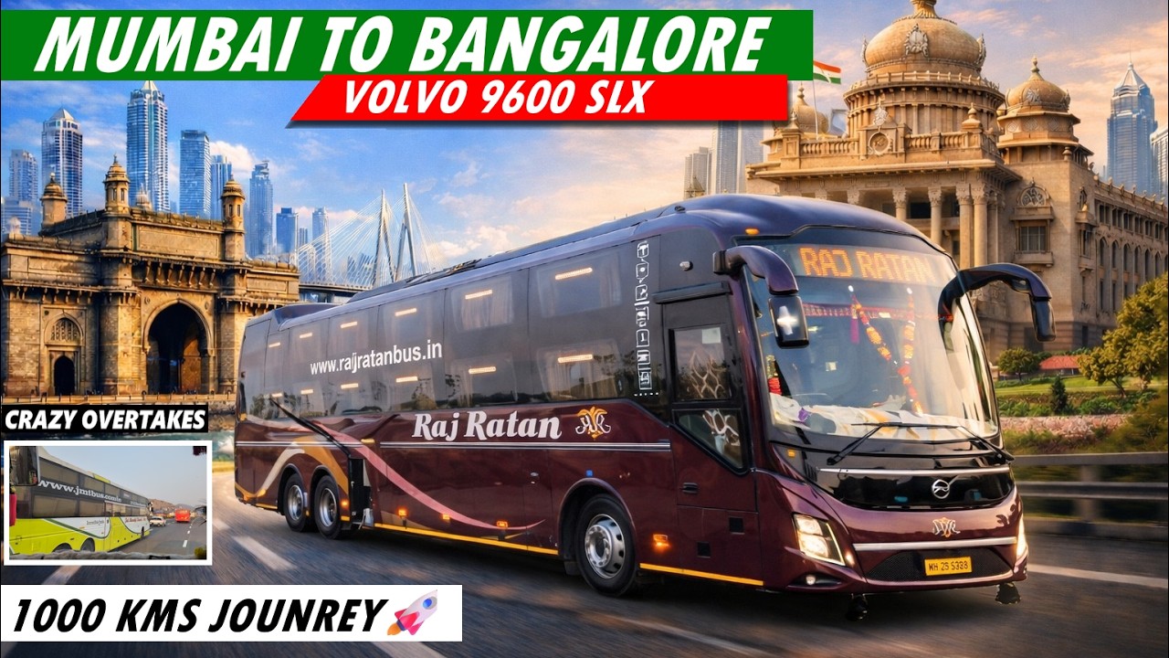 ₹1800 Mumbai to Bangalore in Volvo 9600 SLX 😱 | Raj Ratan Travels Sleeper with Washroom | Bus Race