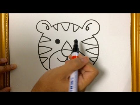 SIMPLE LESSON HOW TO DRAW ANIMAL : TIGER FACE USING MARKER ...