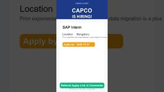 Capco | SAP Intern | Off Campus 2026 | Apply Now | Bengaluru