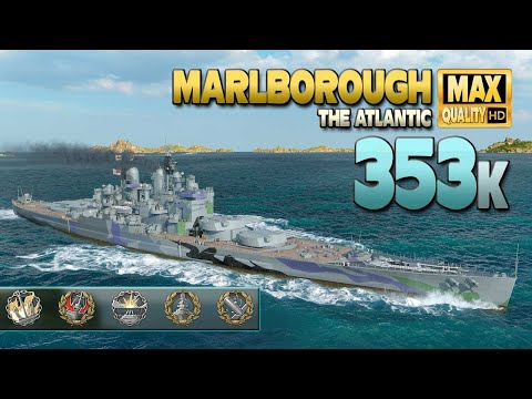 Battleship Marlborough: Big damage on map &quot;The Atlantic&quot; - World of Warships