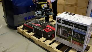 TAWI Mobile Order Picker - vacuum lift - damaged bad strapped box, 50kg / 110lb