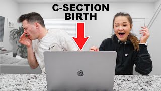 HUSBAND REACTS TO LIVE C-SECTION BIRTH *FIRST TIME*