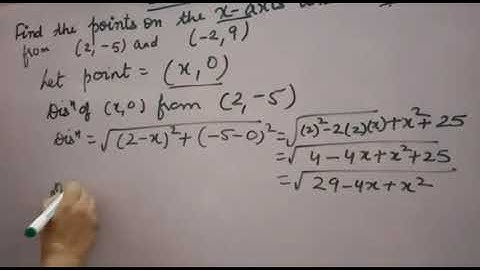 Find the points on the x axis which is equidistant from (2,-5) and (-2,9)