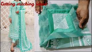 Organza double colour ptti with lace on duppta cutting stitching ideas #2022