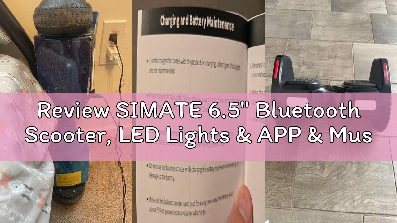 Review SIMATE 6.5" Bluetooth Scooter, LED Lights & APP & Music Speaker, Long Battery Life, Gifts for