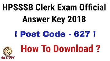HPSSSB Clerk Exam Official Answer Key 2018 ! Post Code - 627 !