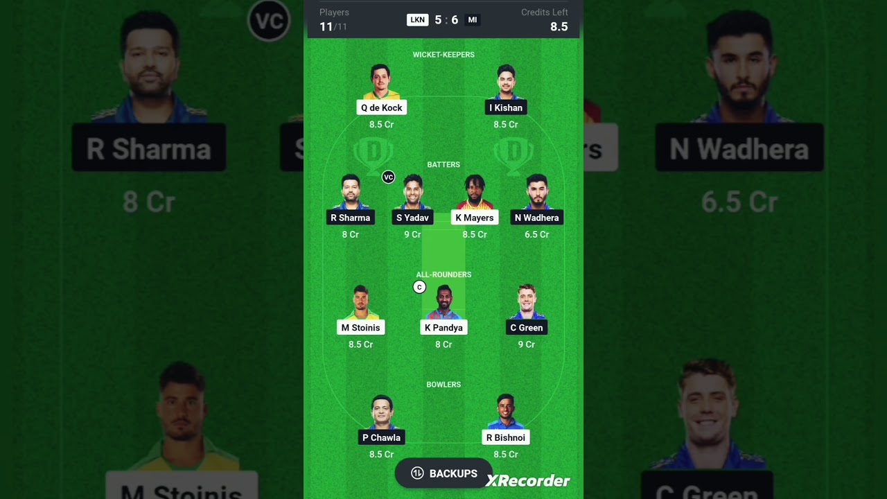 MI VS LSG DREAM11 TEAM PREDICTION