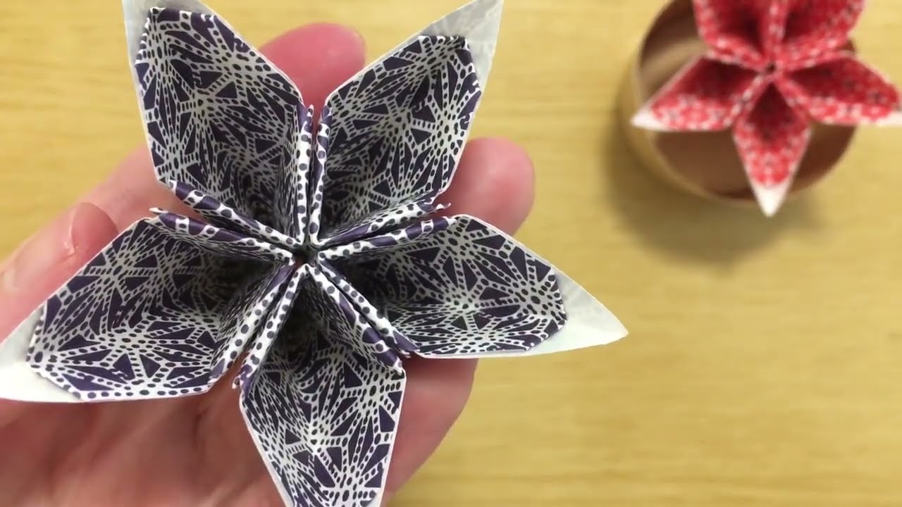 簡単アレンジ折り おりがみ お花 日本伝統柄 麻の葉 - YouTube