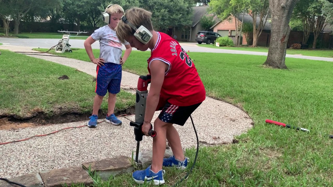 Jackhammer landscaping stone removal YouTube