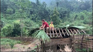 Go chop the palm leaves to repair the chicken coop#@maixoa4651