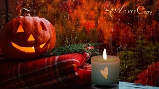 ☔️🎃 AUTUMN RAIN ON WINDOW AMBIENCE: Woodwick Candle, Rain, Scribbles, Tea Pouring, Creaking screenshot 5