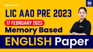 LIC AAO English Memory Based Paper 2023 | English Questions Asked in LIC AAO Prelims 2023