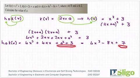 Composite functions Example 3 Leaving Cert Higher Level Maths