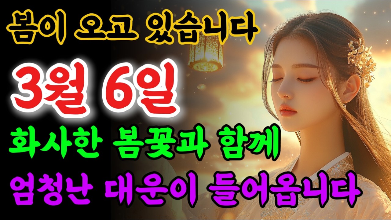 📢꼭 듣고가세요. 따스한 봄이 오고, 화사한 봄 꽃과 함께 엄청난 대운이 들어옵니다. 🙏 #불교음악 #로또당첨 #소원성취 #금전운