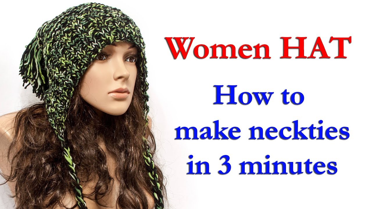 DIY HOW TO ADD TIES TO A HAT Как завязки галстуки для шапки за 3