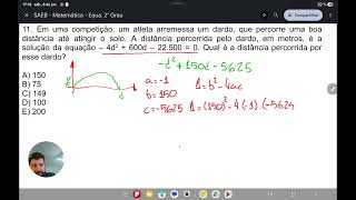 Questão SAEB: Equação do 2º Grau e Movimento Oblíquo