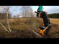 Energiapuun keruuta ojanvarresta. Kobelco sk 140 with TMK treeshear 300