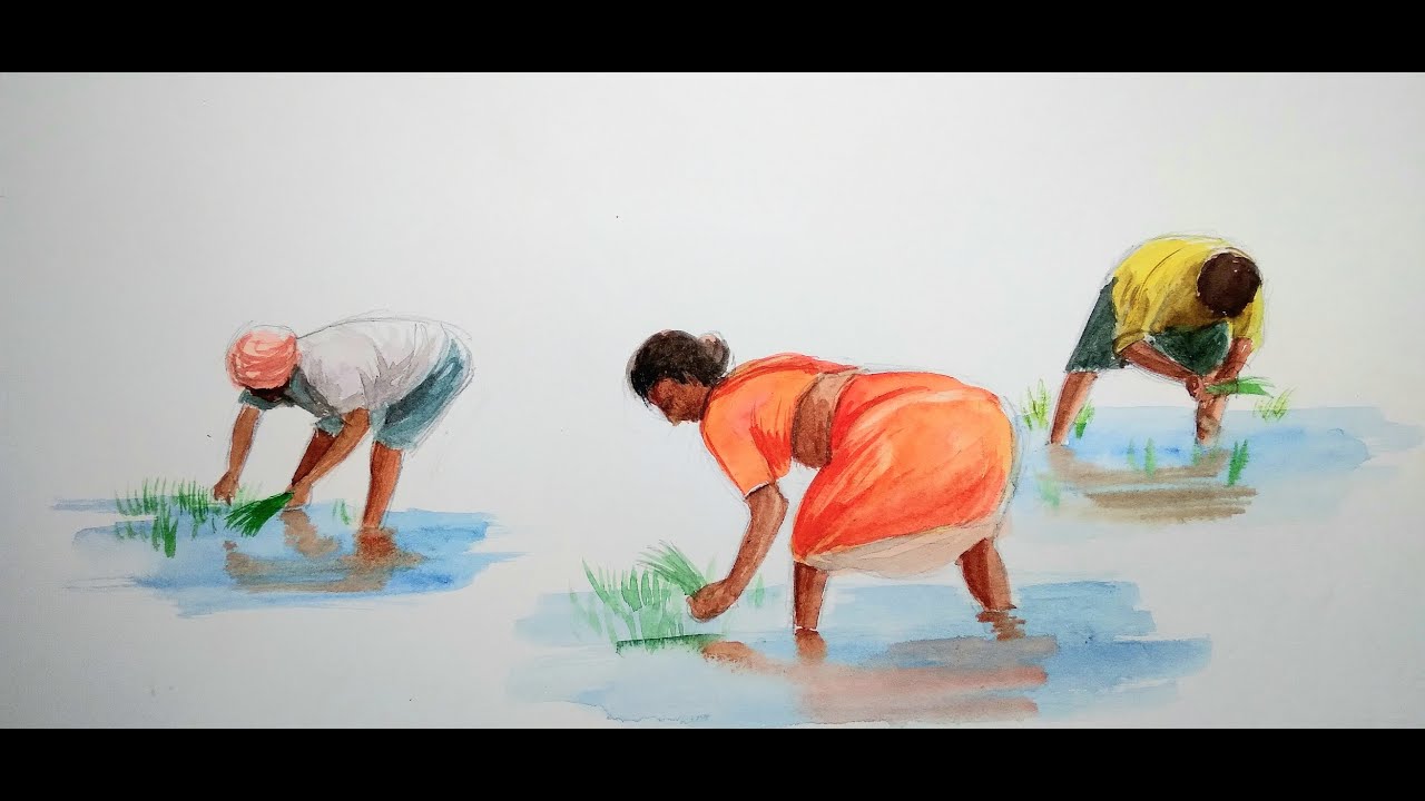 watercolor figure painting l how to paint human figure l Farmer l part 3