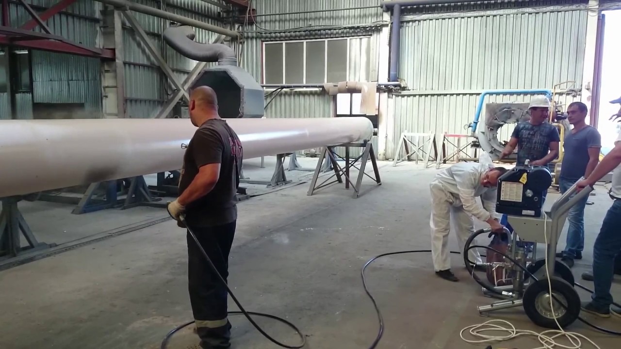 Окрашивание металлических труб GRACO E-Xtreme