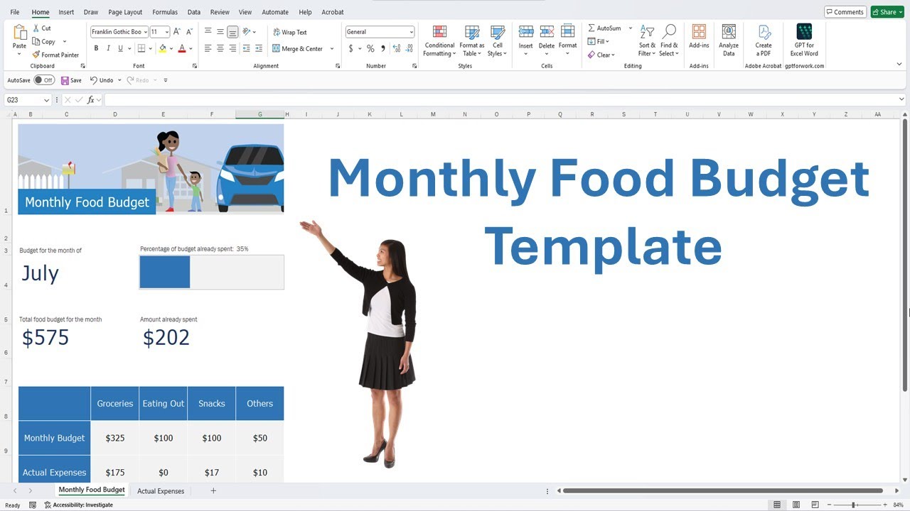Monthly Food Budget Template - Excel 365 - YouTube