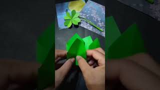 lucky four-leaf clover origami _ origami clover flower _ paper leaf clover #shorts