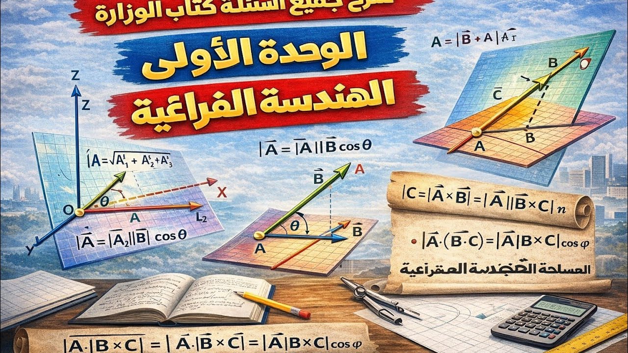 شرح جميع اسئلة وتدريبات كتاب الوزارة الوحدة الأولي الهندسة الفراغية الصف الثالث الثانوي 2026 كاملا