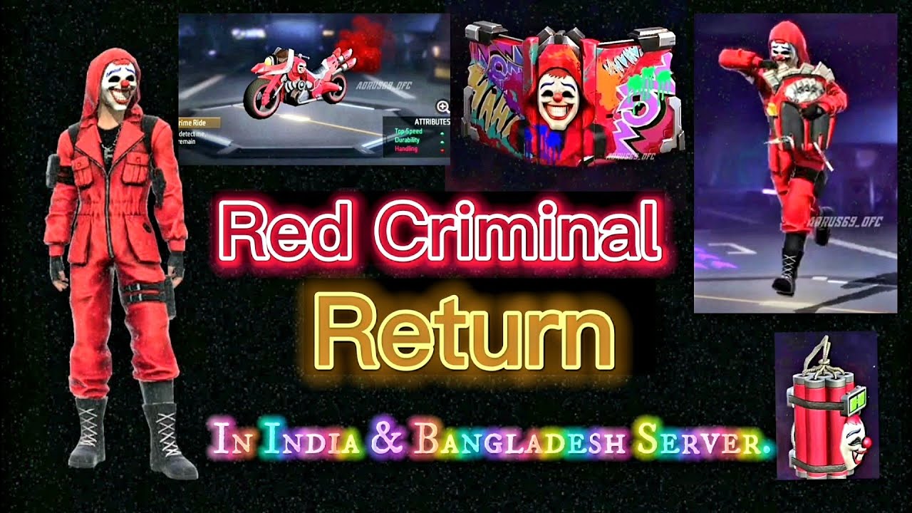 Red Criminal Bundle Return in India and Bangladesh Server | Free fire new event.
