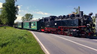 Lößnitzgrundbahn  Berbisdorf im 'Sommer' und das  bereits Ende  April