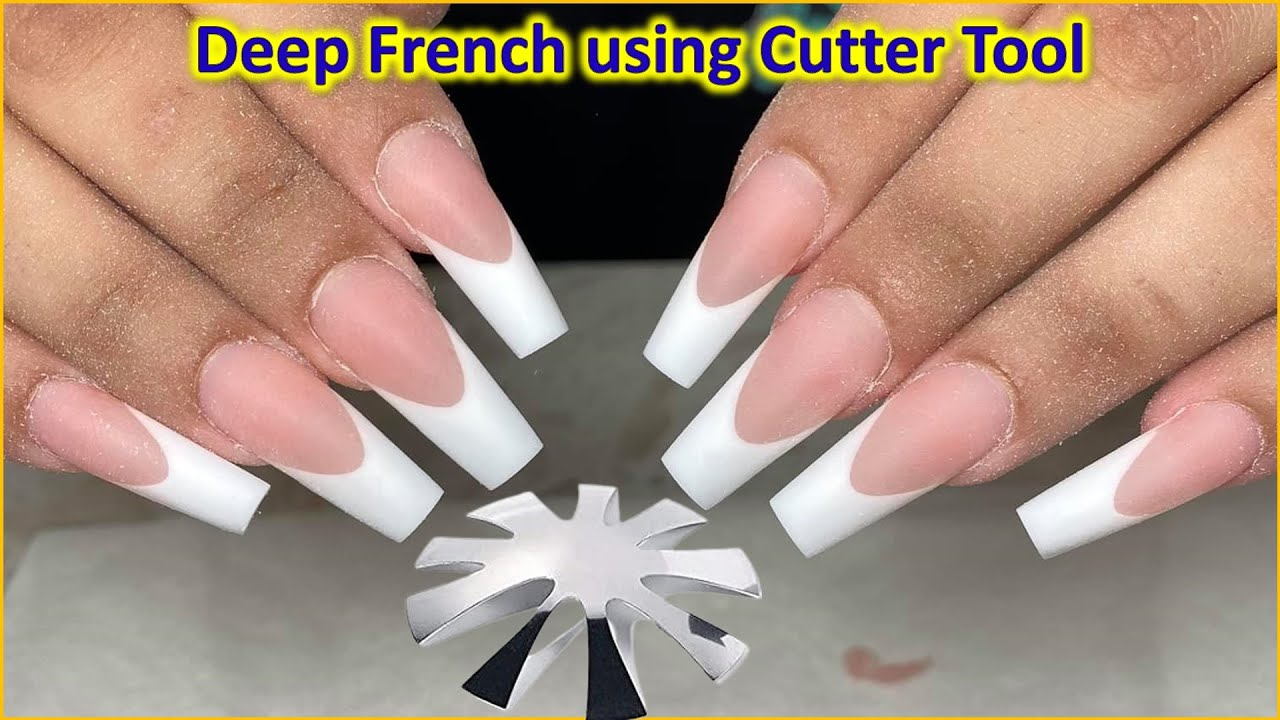How to Deep French Nail using cutter tool Ga Con YouTube