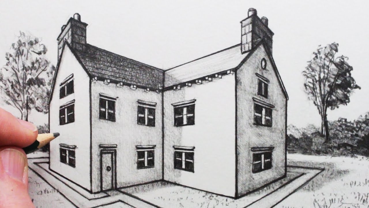 How to Draw a House in 2-Point Perspective 