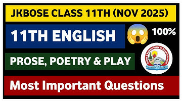 jkbose class 11th english important questions 2025 😱 | guess paper 2025 | important pyqs