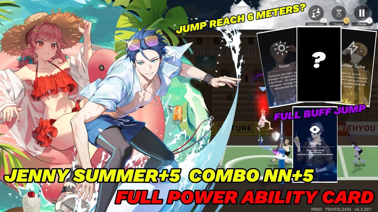 Jenny Summer+5 Combo NN+5, All in Full Power Ability Card, Jump 6 Meters? - The Spike Volleyball