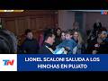 PUJATO, LA TIERRA DE SCALONI: el director técnico salió varias veces a saludar a los hinchas