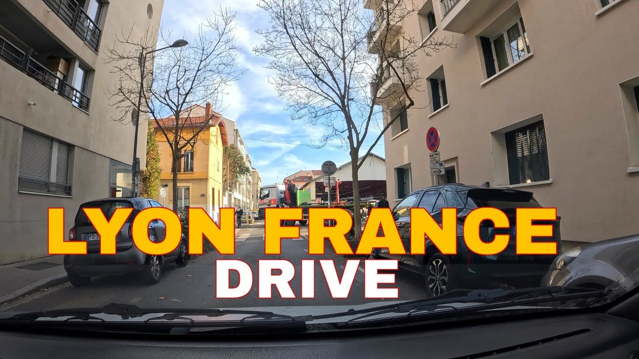 Lyon France, drive in Lyon comment comportent les conducteurs ici à Lyon en 4k.