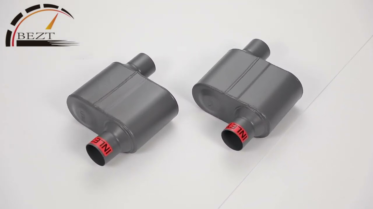 BEZT Set of 2 12.5" Length Universal Exhaust Muffler Stainless Steel 409 2.5" Inlet and 2.5" Outlet