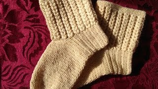 Носки крючком пышными столбиками / How crochet socks Носки крючком пышными столбиками / How crochet socks