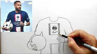 How To Draw Neymar With The Ball Pencil Sketch Easy Portrait #neymar