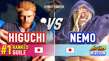 SF6 🔥 HIGUCHI (#1 Ranked Guile) vs NEMO (M.Bison) 🔥 Street Fighter 6 High Level Gameplay