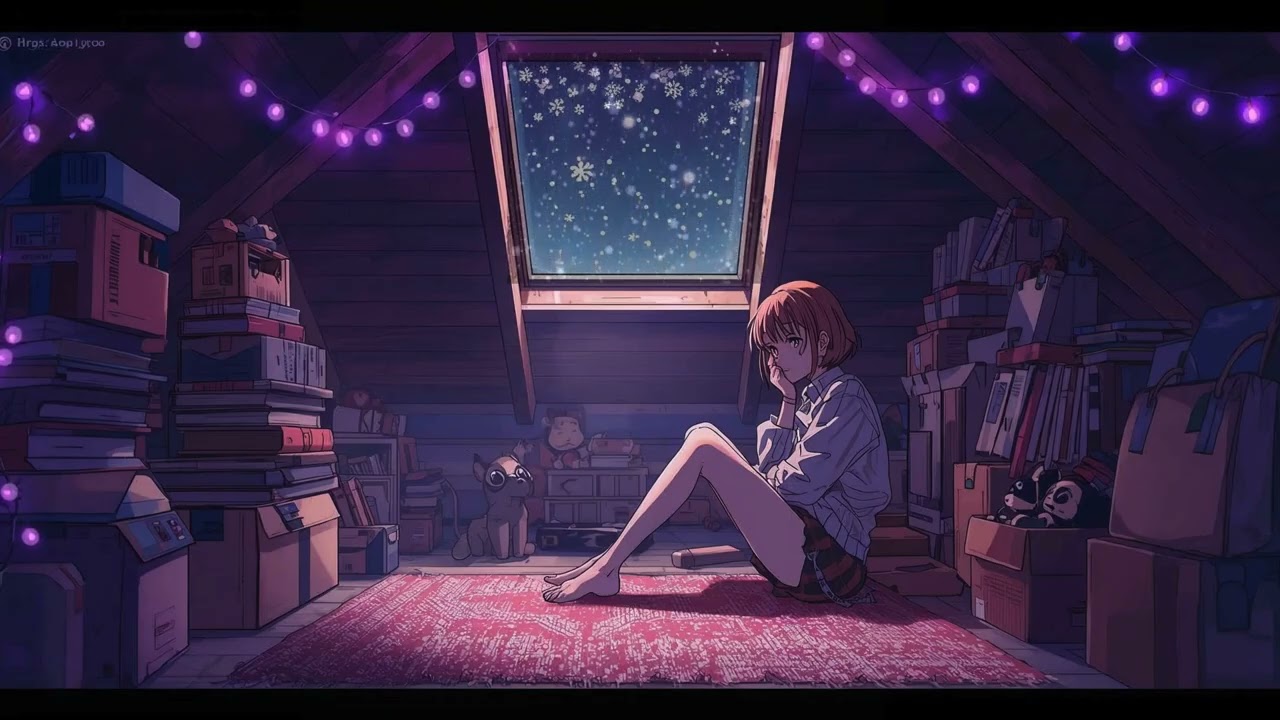3 Hours of Attic Hideaway Comfort 🌌 Cozy Lofi for Winter Nights [Blue Aesthetic]