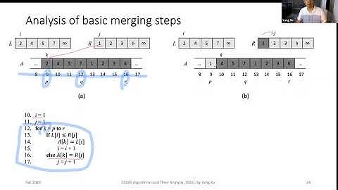 CS560 Algorithms and Their Analysis: MERGE procedure step-wise analysis