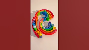 Satisfying Wooden Balls Color Sorting with Domino Tricks #shorts