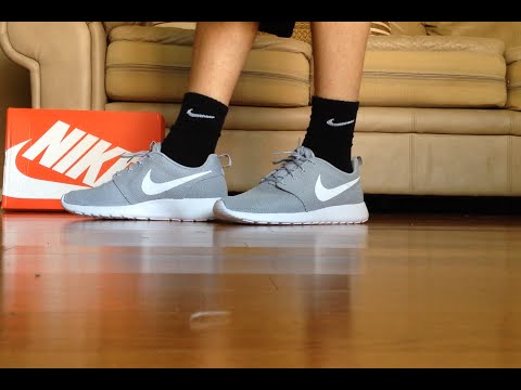 Nike Roshe Run Wolf Grey/White On Feet 