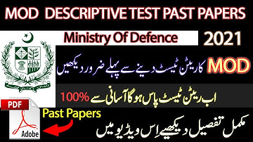 MOD Descriptive Test Past Papers || Ministry of Defence || MUST WATCH !