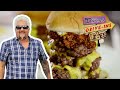 Guy Fieri Eats CORNDOG Shrimp and a Triple Chili Burger | Diners, Drive-ins and Dives | Food Network